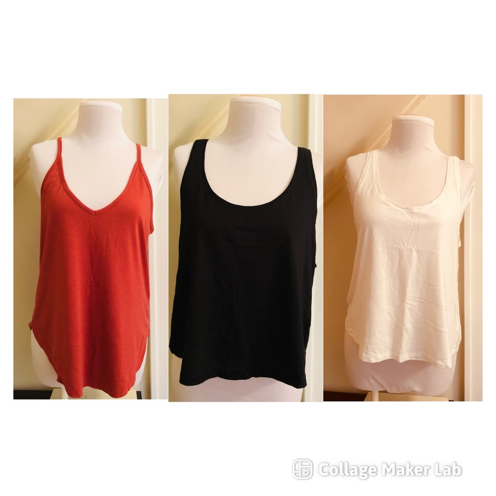H&M tank top bundle of 3. Black white and coral. Size small